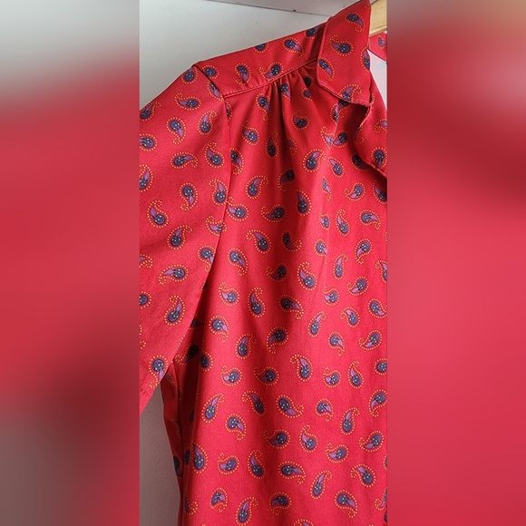 Vintage Sears Red Paisley Blouse size M - Picture 2 of 4